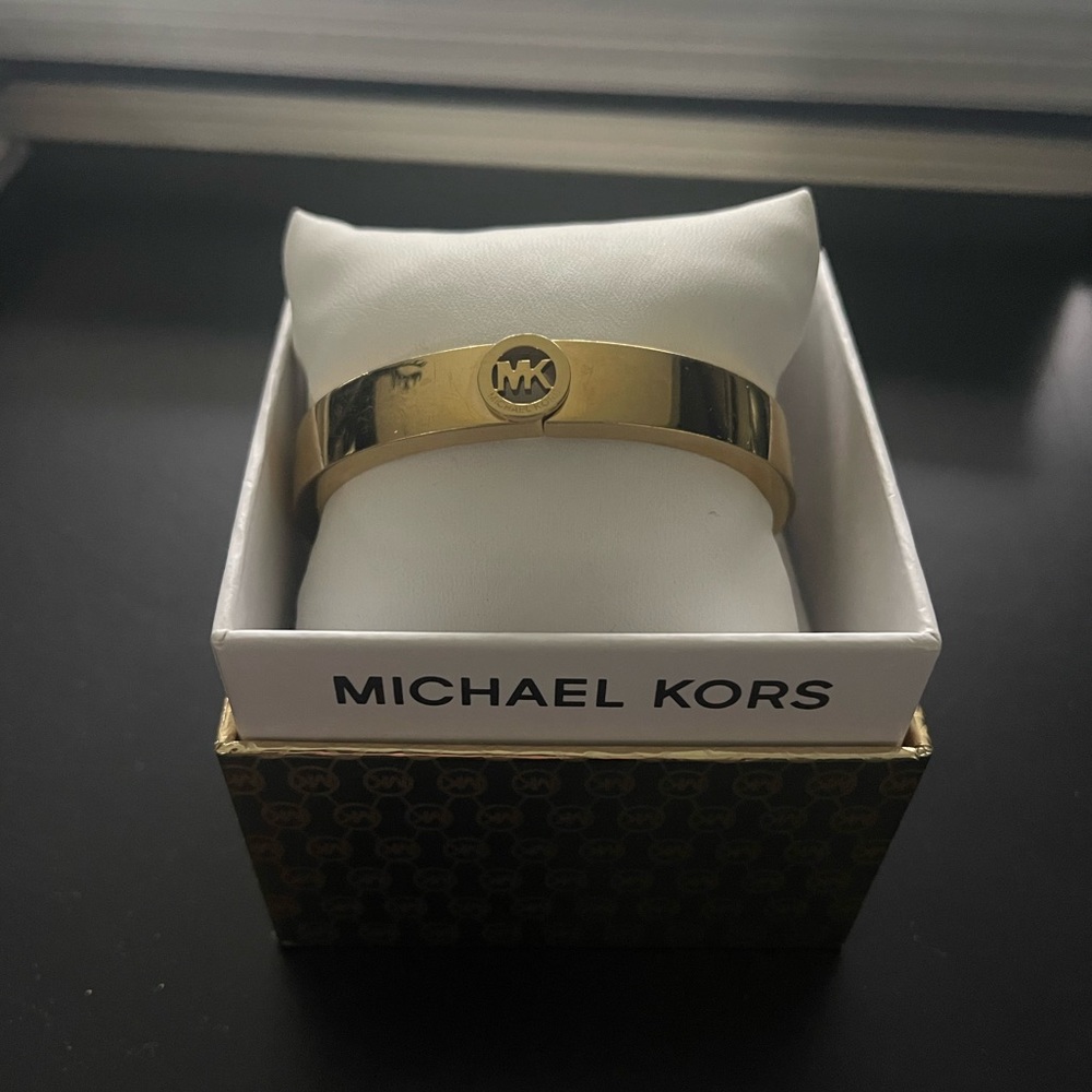 Used Michael Kors Gold Hinged Bangle Bracelet